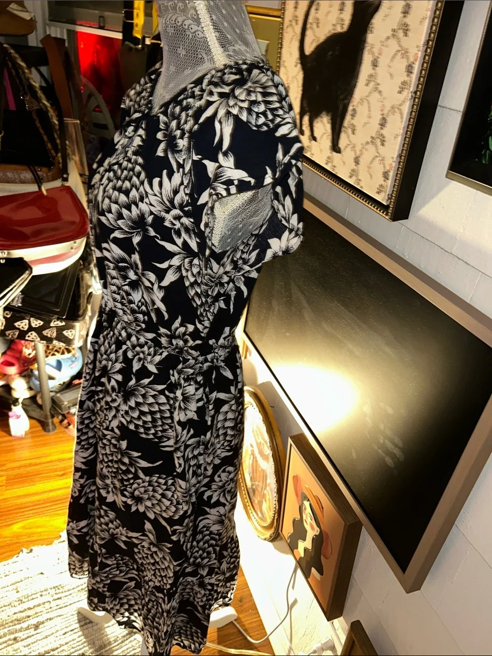 J. Crew Black & White Floral Midi Dress
